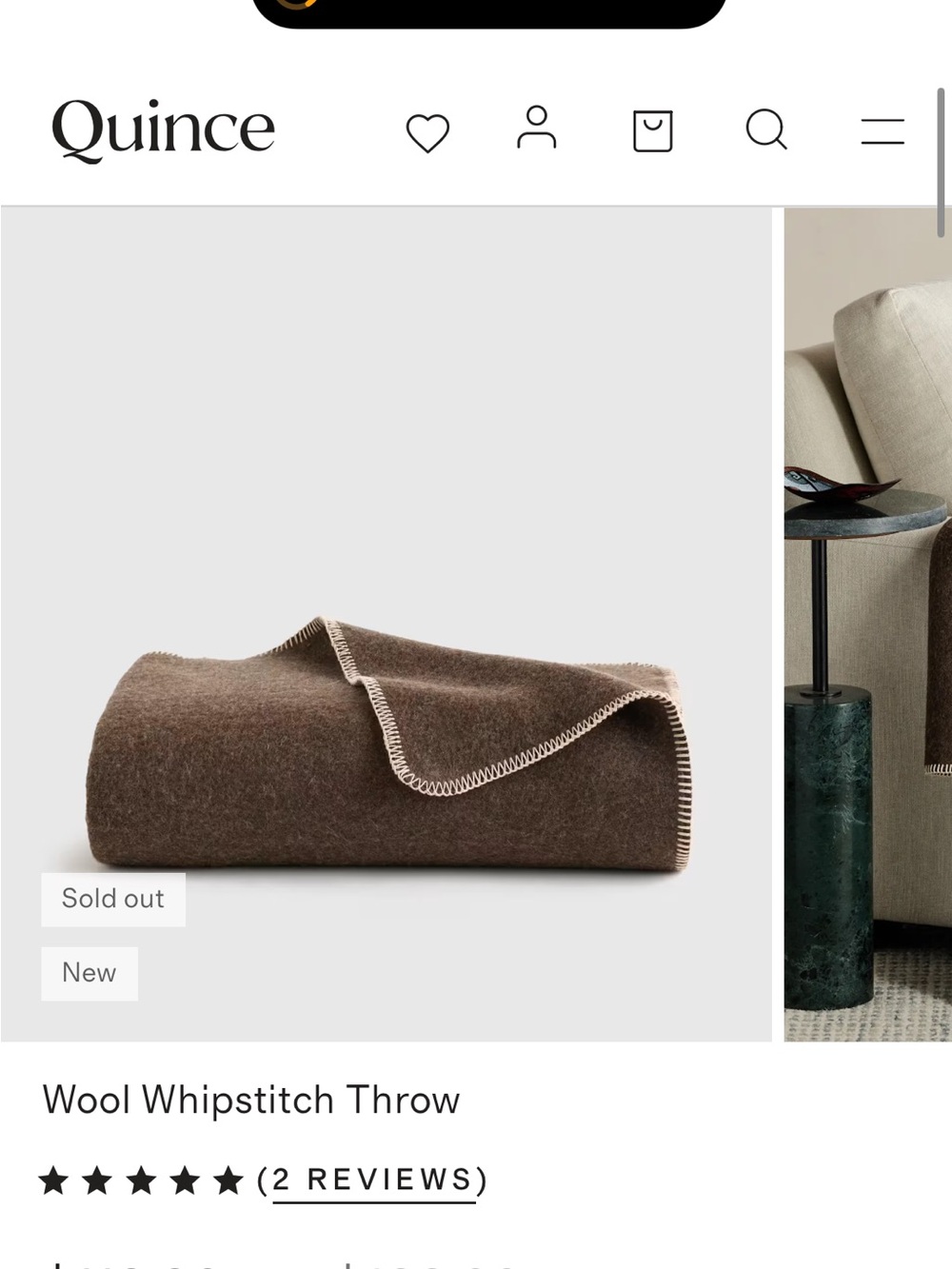 Quince Brown Wool Whipstitch Throw 50x70